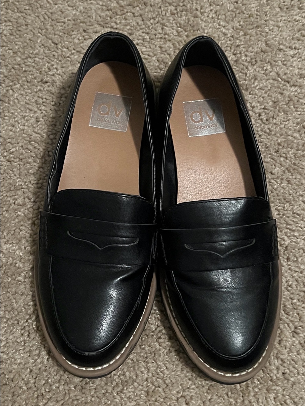 DV by Dolce Vita Black Leather Classic Penny Loafers